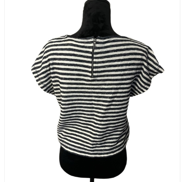 Alice + Olivia Blue and White Striped Terry Tee- Small - Picture 2 of 7